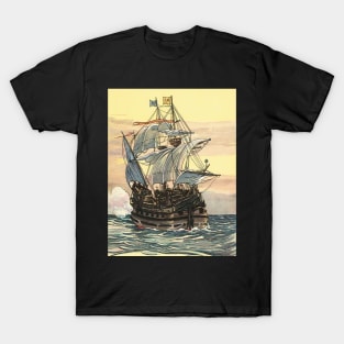 Pirate Ship Sailing on the Ocean T-Shirt